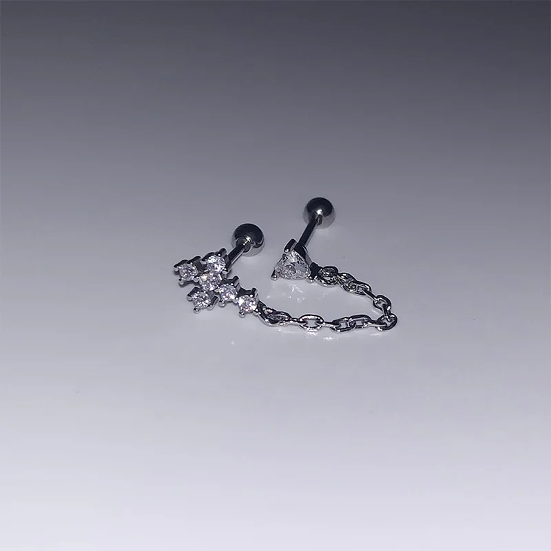 여성용 유행하는 블링 지르콘 크로스 스타 나사 귀걸이, 광택 스테인리스 스틸 귀걸이, 펑크 멋진 절묘한 보석 선물, 신제품