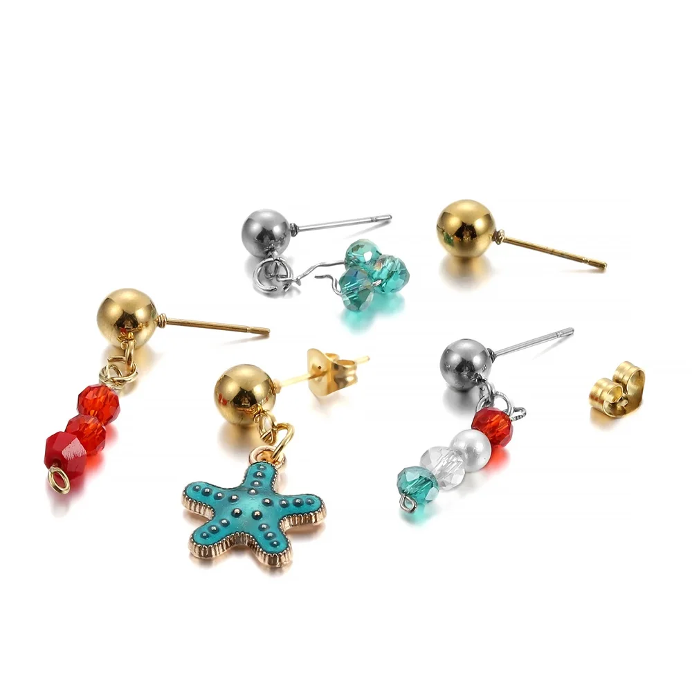 골드 컬러 스테인레스 스틸 러브 하트 귀 스터드 귀걸이 스터드 핀 베이스, DIY 귀걸이 기본 보석 만들기 액세서리, 10 개