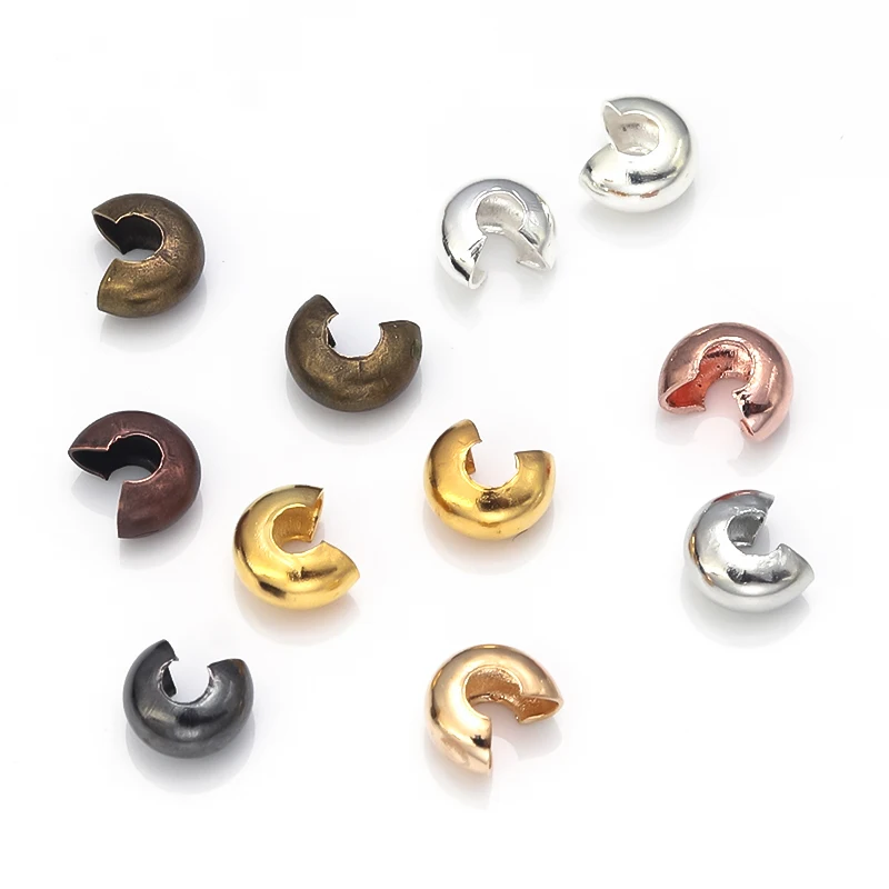 100 개 오픈 크림프 비즈 커버 크림프 엔드 비즈 스토퍼 스페이서 비즈, DIY 주얼리 제작 재료 용품 title=100 개 오픈 크림프 비즈 커버 크림프 엔드 비즈 스토퍼 스페이서 비즈, DIY 주얼리 제작 재료 용품