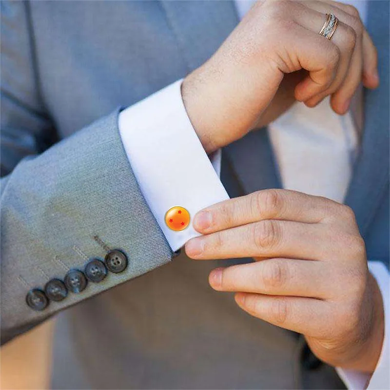 FIMAODZ 남성용 애니메이션 7 스타 볼 커프스 링크, 고품질 유리 카보숑, 절묘한 남성 셔츠 커프 링크, 늑대 드래곤 버튼