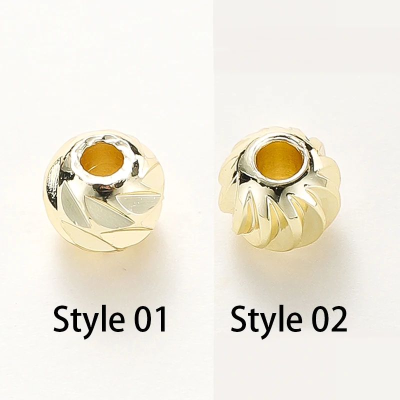 18K 금 도금 스트라이프 조각 비즈 귀걸이 목걸이 꽃 느슨한 스페이서 비즈, DIY 주얼리 제작 도매 결과물, 20 개/로트