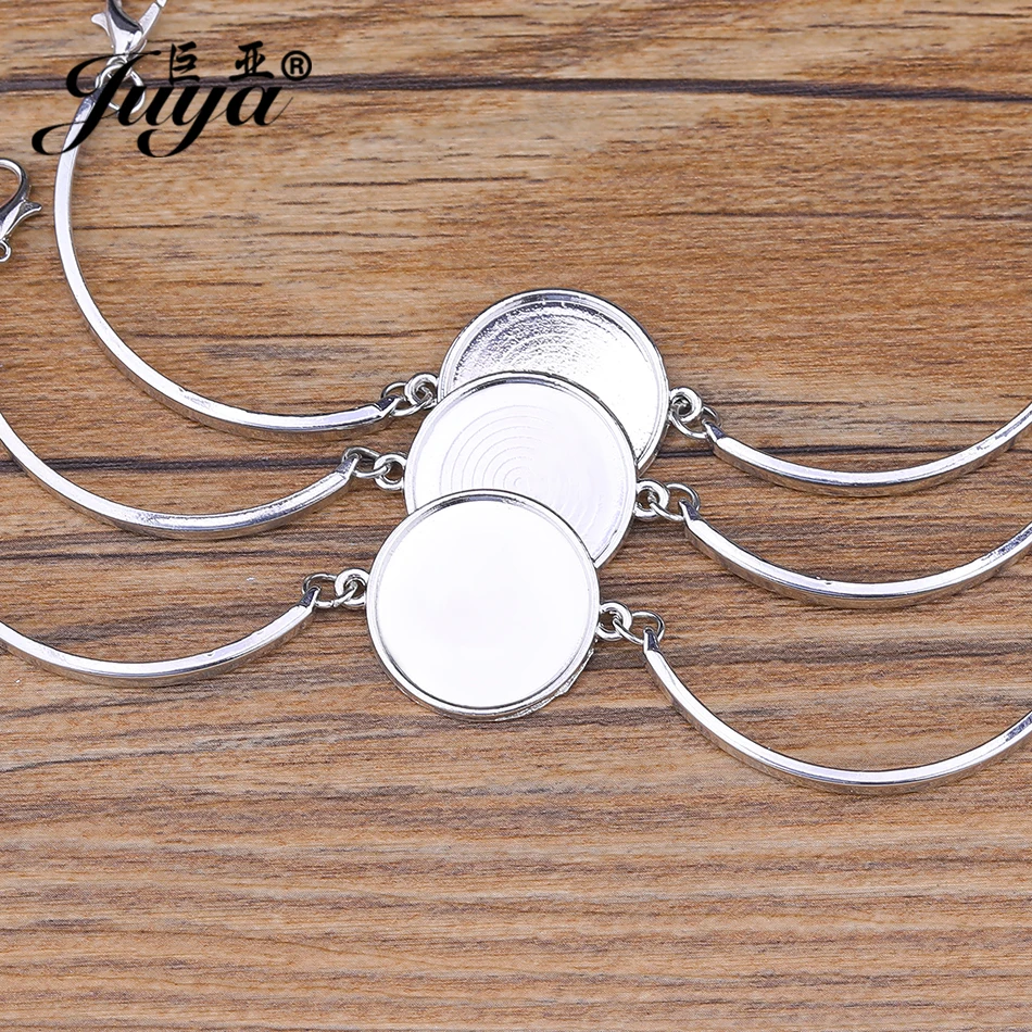 스테인레스 스틸 카보 숑 팔찌 베이스 20mm 카메오 설정 팔찌 베젤 공백 DIY 쥬얼리 팔찌 결과 만들기, 4 개/묶음