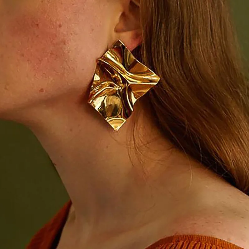 2021 유럽과 미국의 새로운 트렌드 패션 과장된 기질 간단한 합금 불규칙한 기하학적 귀걸이 Pendientes