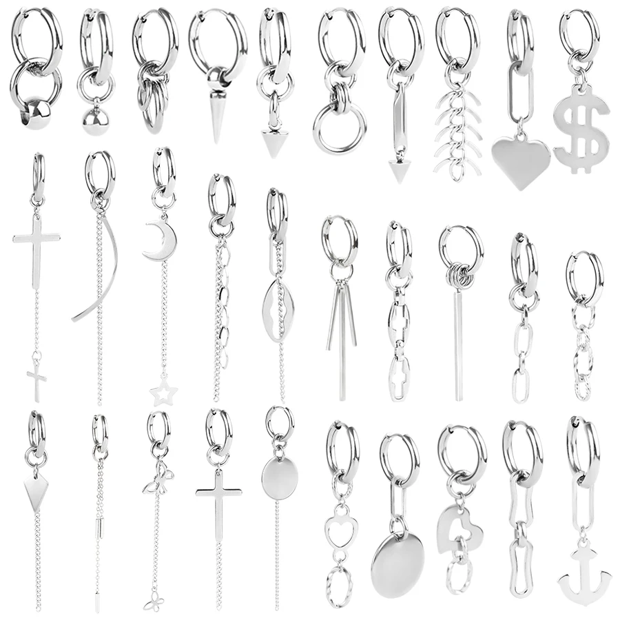 남녀공용 펑크 스테인레스 스틸 체인 후프 귀걸이, 2023 트렌디 고스 팝 힙합 펜던트, 귀걸이 기하학 귀걸이, 1 개 title=남녀공용 펑크 스테인레스 스틸 체인 후프 귀걸이, 2023 트렌디 고스 팝 힙합 펜던트, 귀걸이 기하학 귀걸이, 1 개 