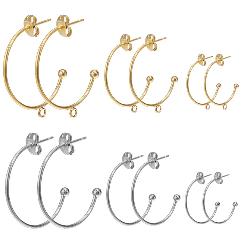 C자형 스테인리스 스틸 귀걸이 포스트, 루프 C자형 귀걸이 스터드 귀걸이, DIY 쥬얼리 제작 용품, 6PCs/로트 title=C자형 스테인리스 스틸 귀걸이 포스트, 루프 C자형 귀걸이 스터드 귀걸이, DIY 쥬얼리 제작 용품, 6PCs/로트