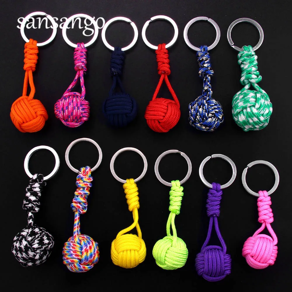 직조 파라코드 랜야드 키체인, 야외 생존 전술 군사 낙하산 로프 코드, 볼 펜던트 키링, 신제품