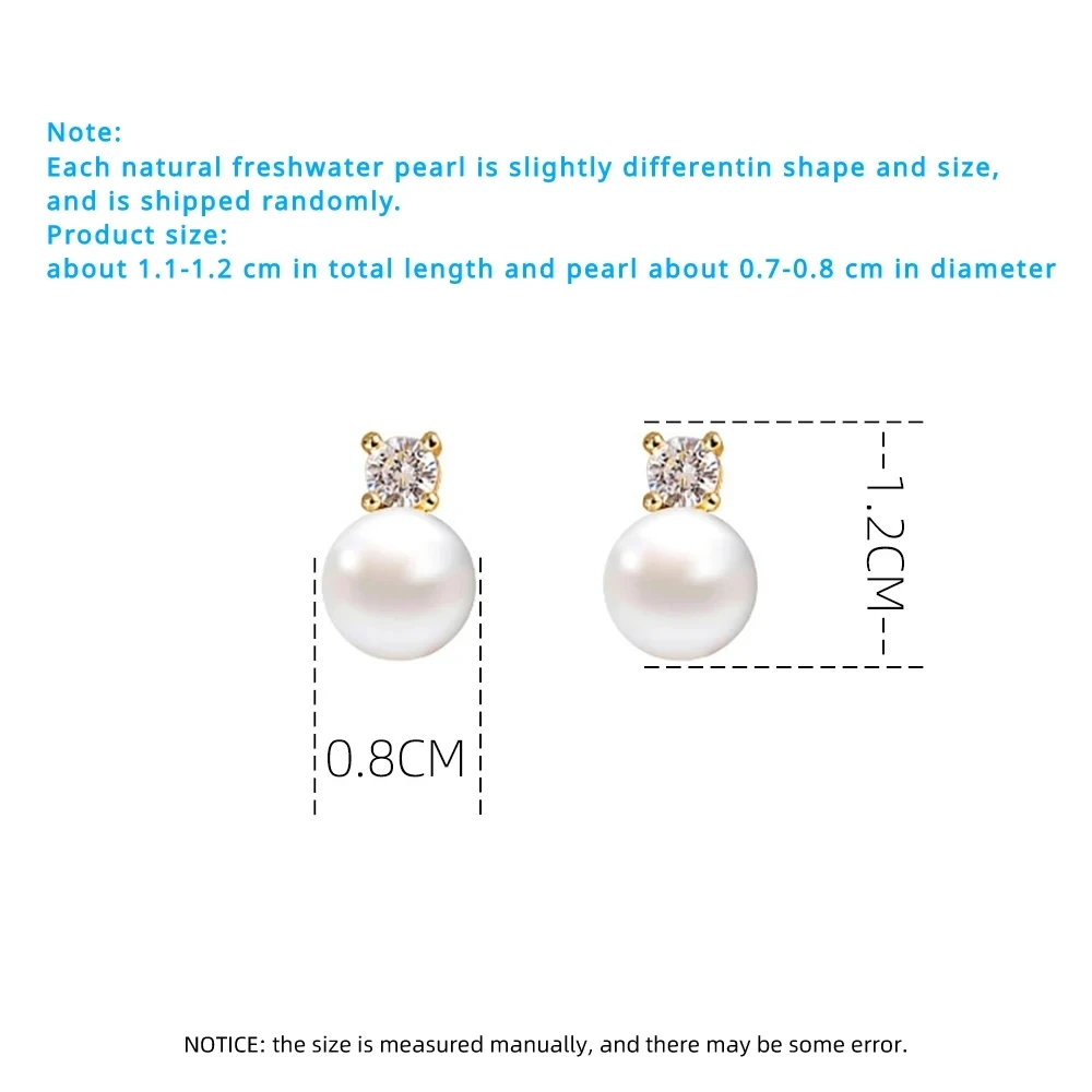 천연 담수 진주 ~ 925 실버 바늘 도금 14K 심플 다목적 지르콘 여성용 귀걸이