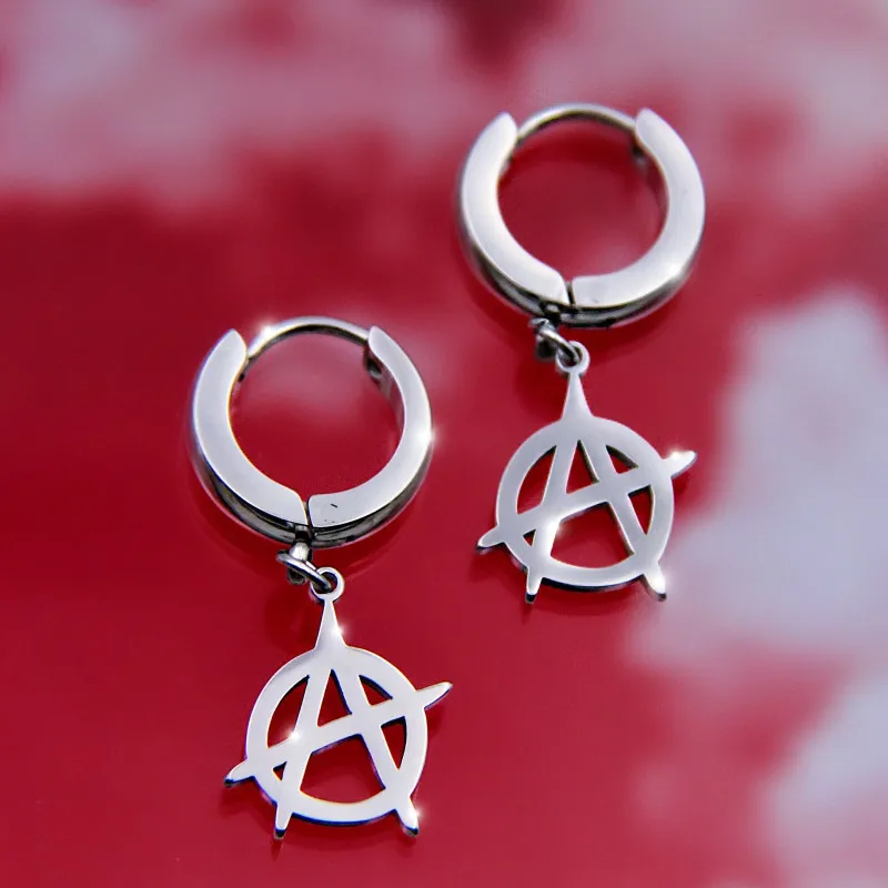 여성용 INS 힙합 펑크 고스 크로스 스파이크 댕글 후프 귀걸이, 안티 알레르기 티타늄 스테인레스 스틸 핀 쿨 귀걸이