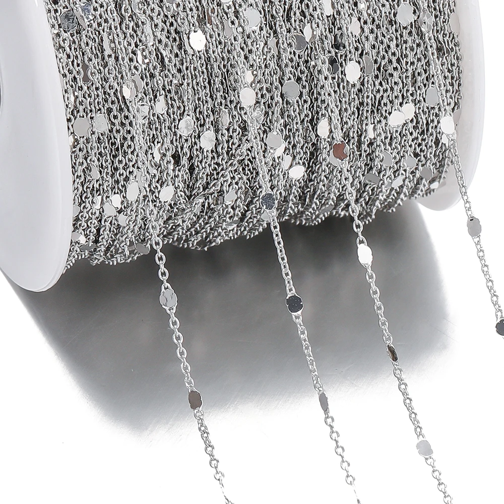 골드 컬러 스팽글 체인 목걸이, 금속 구리 케이블 체인, DIY 팔찌 쥬얼리 제작 용품, 1/2 미터