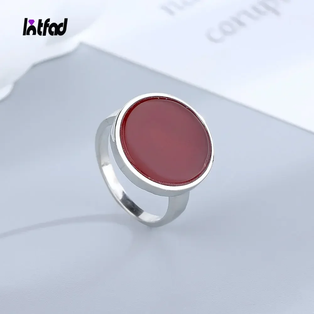 925 스털링 실버 반지, 상감 라운드 천연석 브리프 디자인, 귀여운 반지, 남녀공용 파티 파인 주얼리 title=925 스털링 실버 반지, 상감 라운드 천연석 브리프 디자인, 귀여운 반지, 남녀공용 파티 파인 주얼리