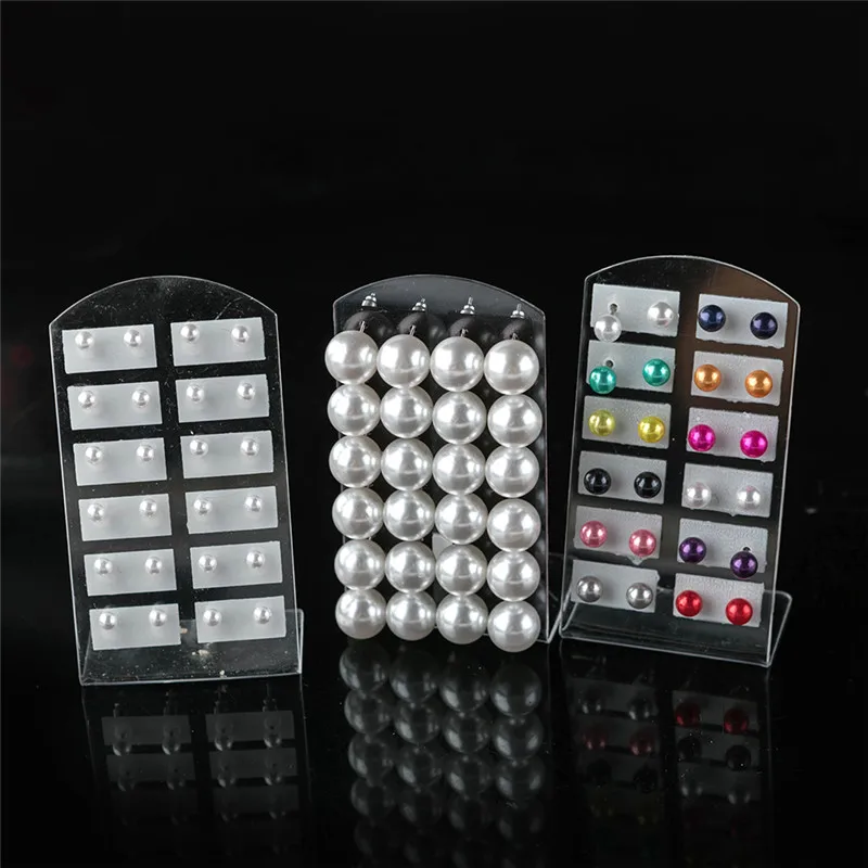 여성용 모조 진주 스터드 귀걸이, 라운드 볼 귀걸이, 컬러풀 화이트 이어 주얼리, 4 6 8 10mm, 12 쌍