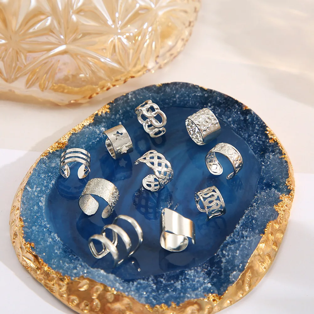 여성용 스테인리스 스틸 클립 온 이어 커프 귀걸이, 가짜 연골 귀걸이 로트, 피어싱 클립 온 귀걸이 세트, 10 개