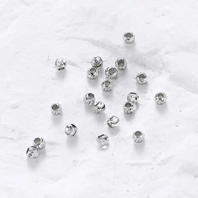 18K 금 도금 스트라이프 조각 비즈 귀걸이 목걸이 꽃 느슨한 스페이서 비즈, DIY 주얼리 제작 도매 결과물, 20 개/로트