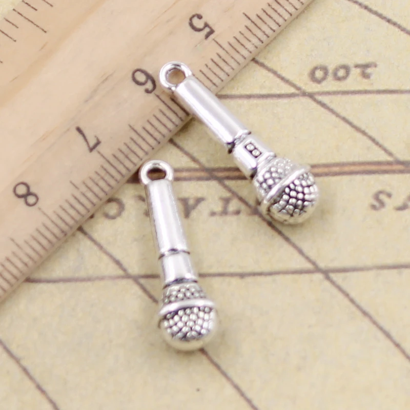 10pcs 매력 마이크 25x7mm 티베트어 청동 실버 컬러 펜던트 골동품 보석 만들기 DIY 수제 공예 title=10pcs 매력 마이크 25x7mm 티베트어 청동 실버 컬러 펜던트 골동품 보석 만들기 DIY 수제 공예 