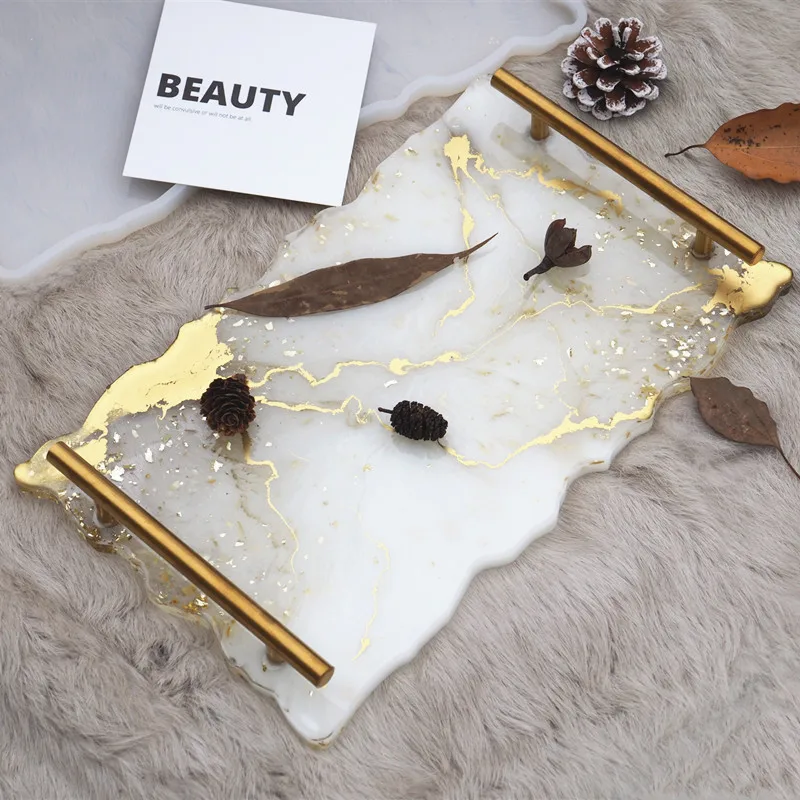 수지 대형 직사각형 차 접시 코스터 실리콘 금형, DIY 에폭시 UV 수지 금형, 가정 장식 공예, 미술 용품 제작