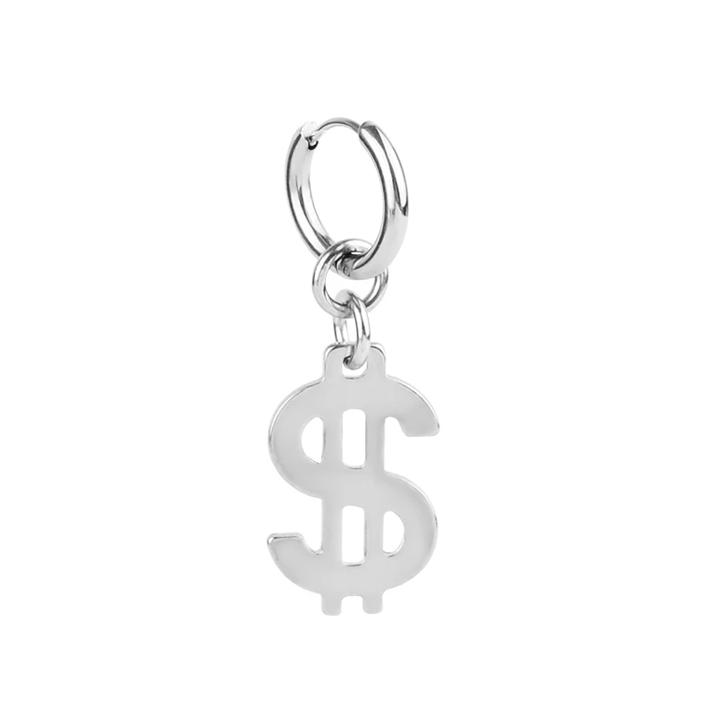 남녀공용 펑크 스테인레스 스틸 체인 후프 귀걸이, 2023 트렌디 고스 팝 힙합 펜던트, 귀걸이 기하학 귀걸이, 1 개