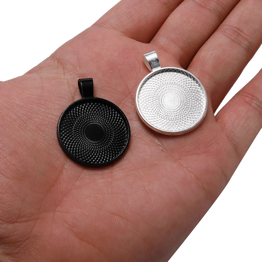 목걸이 펜던트 세팅 10 개 20/25/30mm, 카보 숑 카메오 베이스 트레이 베젤 블랭크 펜던트 카보 숑 쥬얼리 액세서리 만들기