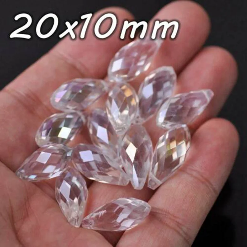 단색 눈물방울 면 크리스탈 유리, 상단 드릴 펜던트 드롭, 쥬얼리 제작용 느슨한 비즈, DIY, 12x6mm, 16x8mm, 20x10mm