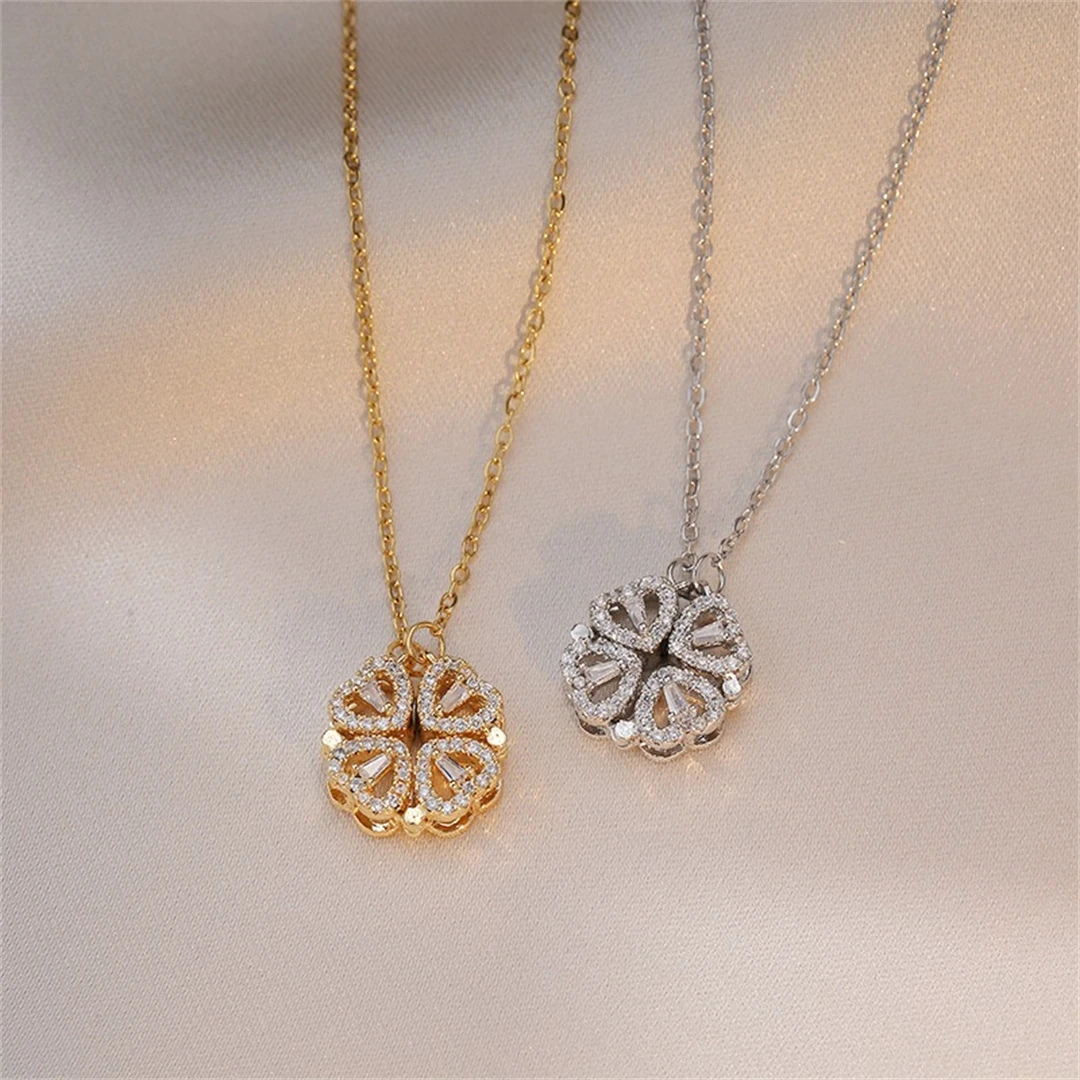 여성용 레트로 행운의 네잎 클로버 목걸이, 고딕 러브 하트 펜던트, 초크 체인 목걸이, 스테인레스 스틸 쥬얼리 선물