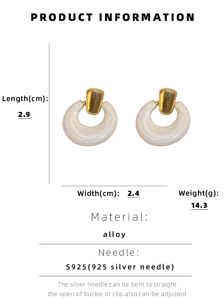 새로운 레트로 심플 기하학 원형 스터드 귀걸이, 여성 럭셔리 품질 보석 피어싱 귀 액세서리 귀걸이 트렌드