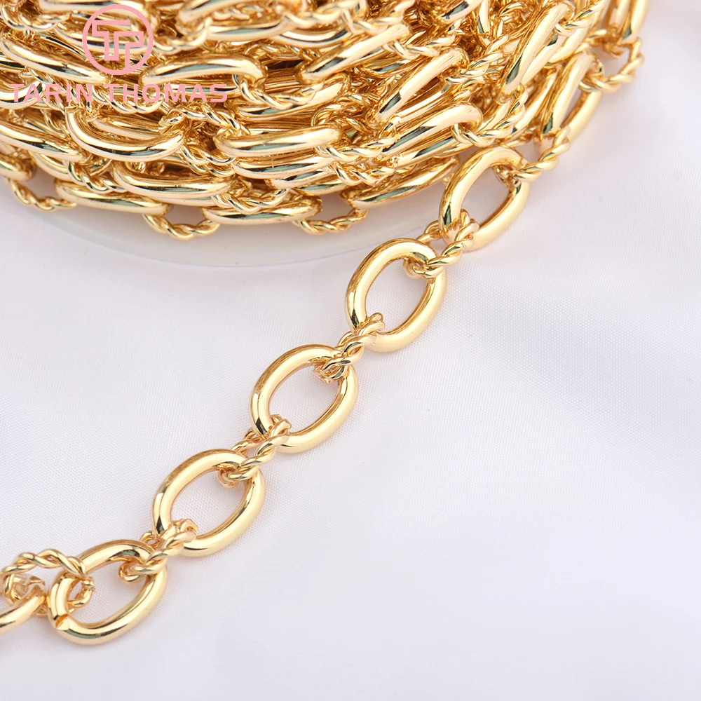 5111 1 미터 체인 링크 10x14MM 24K 골드 컬러 목걸이 체인 팔찌 체인, 고품질 DIY 보석 발견 액세서리