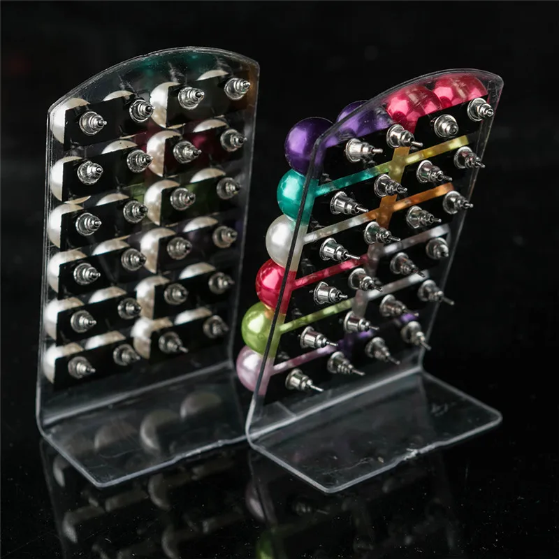 여성용 모조 진주 스터드 귀걸이, 라운드 볼 귀걸이, 컬러풀 화이트 이어 주얼리, 4 6 8 10mm, 12 쌍