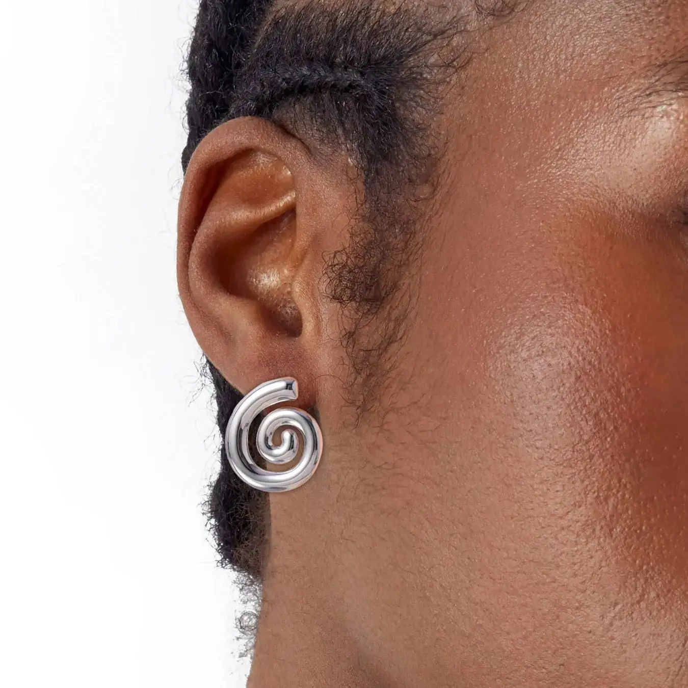 CARLIDANA 로터리 클래식 심플 기하학 18K 골드 도금 스터드 귀걸이, 스테인레스 스틸 패션 여성 귀걸이 쥬얼리, 신제품