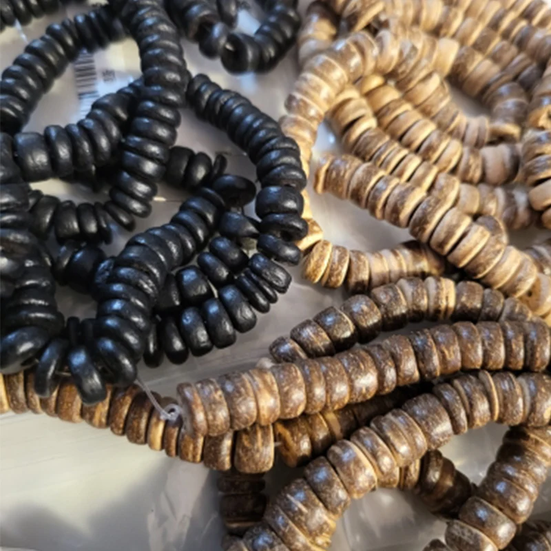 Louleur 천연 나무 비즈, 불교 보석, 라운드 코코넛 조개 나무, 루즈 스페이서 비즈, DIY 팔찌 쥬얼리 제작용