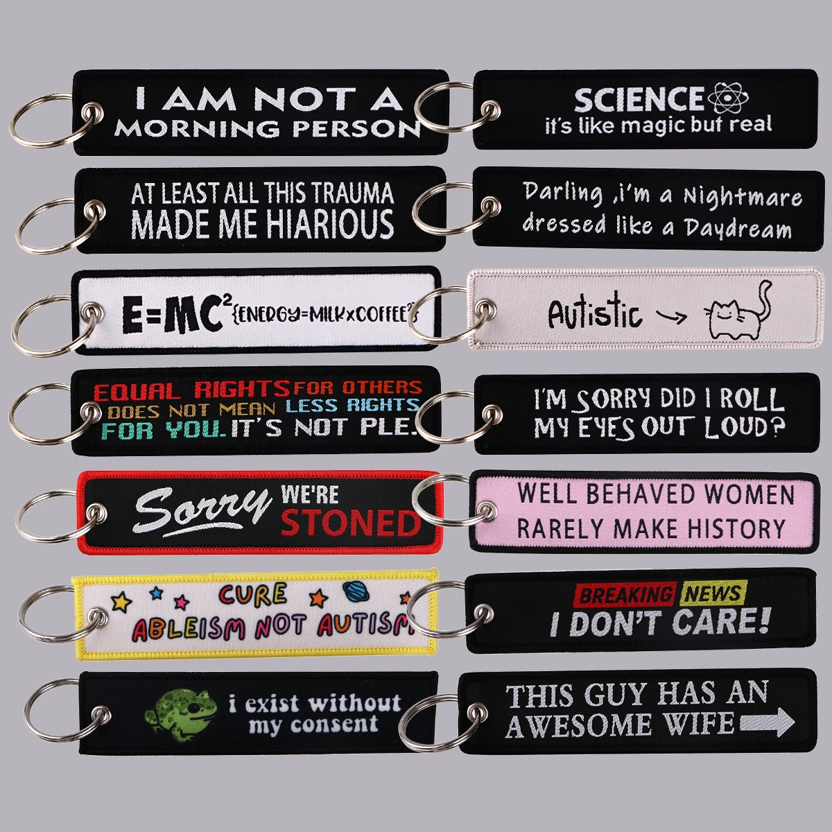 자폐증 자수 열쇠 고리, 여성용 재미있는 키 체인, 과학 키 태그 링, 오토바이 자동차 배낭 Chaveiro 선물 title=자폐증 자수 열쇠 고리, 여성용 재미있는 키 체인, 과학 키 태그 링, 오토바이 자동차 배낭 Chaveiro 선물