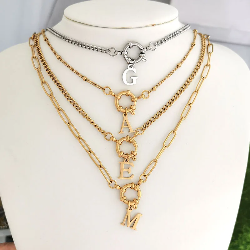 QMHJE 남녀공용 이니셜 참 문자 목걸이, 스테인레스 스틸 초커, 골드 실버 컬러 체인, 기하학적 비즈, 작은 알파벳, DIY title=QMHJE 남녀공용 이니셜 참 문자 목걸이, 스테인레스 스틸 초커, 골드 실버 컬러 체인, 기하학적 비즈, 작은 알파벳, DIY