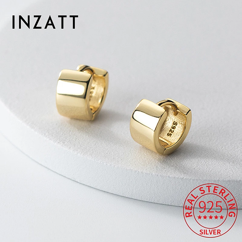 INZATT 여성용 리얼 925 스털링 실버, 5mm 넓은 표면 후프 귀걸이, 클래식 파인 주얼리, 미니멀리스트 액세서리 title=INZATT 여성용 리얼 925 스털링 실버, 5mm 넓은 표면 후프 귀걸이, 클래식 파인 주얼리, 미니멀리스트 액세서리 