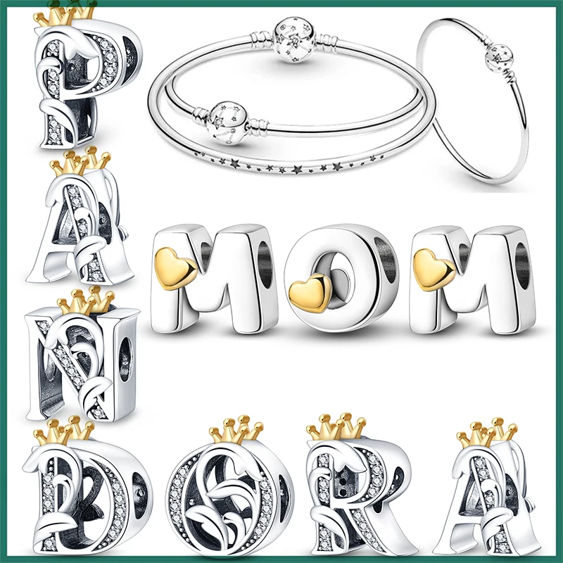 여성용 맞춤 판도라 팔찌, 클래식 레트로 팔찌, 26 알파벳 문자 참 구슬, 파인 DIY 생일 선물, 925 title=여성용 맞춤 판도라 팔찌, 클래식 레트로 팔찌, 26 알파벳 문자 참 구슬, 파인 DIY 생일 선물, 925 