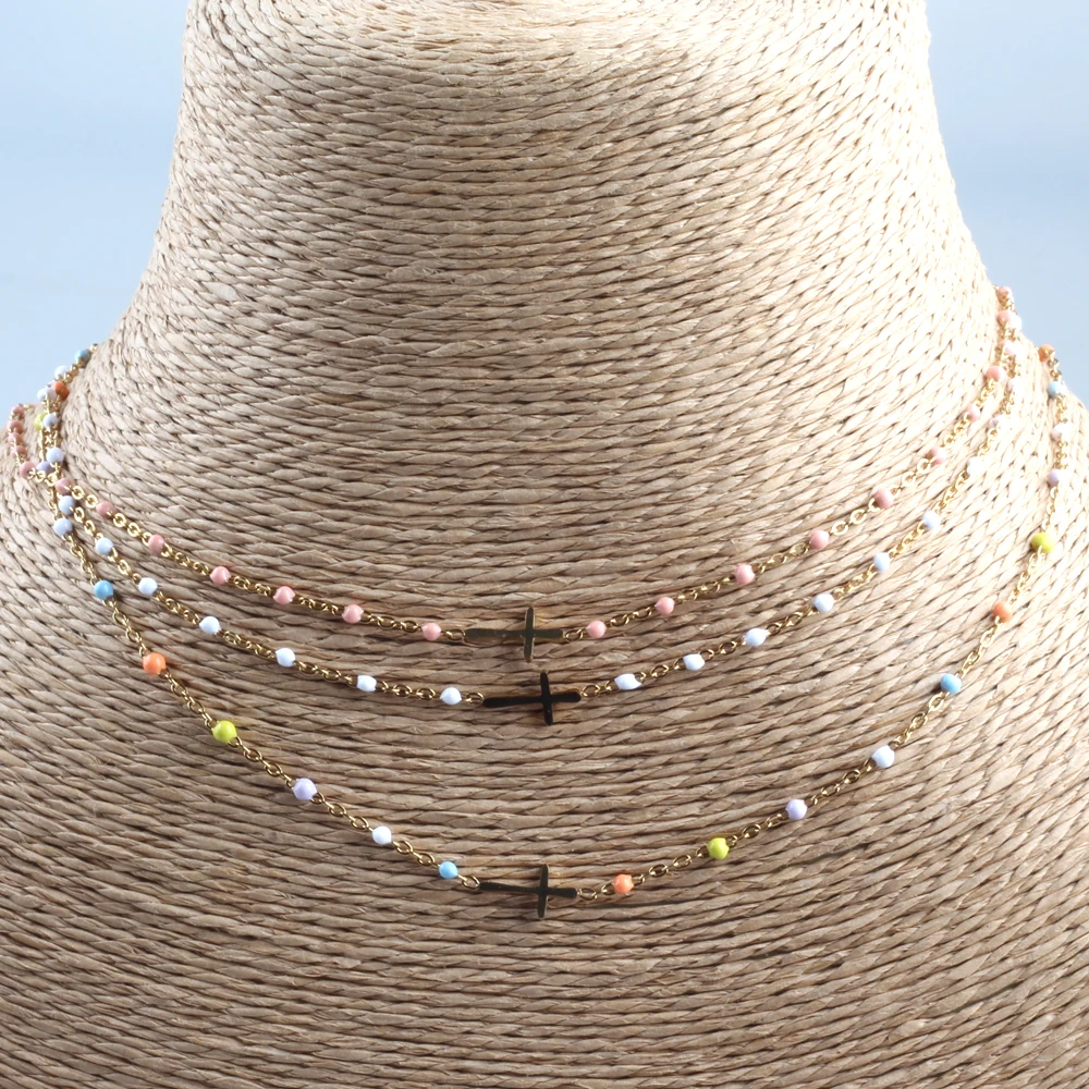 ZMZY 여성용 스테인리스 스틸 크로스 펜던트 목걸이, 골드 도금 보석 목걸이, 보헤미안 패션, 귀여운 신상 title=ZMZY 여성용 스테인리스 스틸 크로스 펜던트 목걸이, 골드 도금 보석 목걸이, 보헤미안 패션, 귀여운 신상 