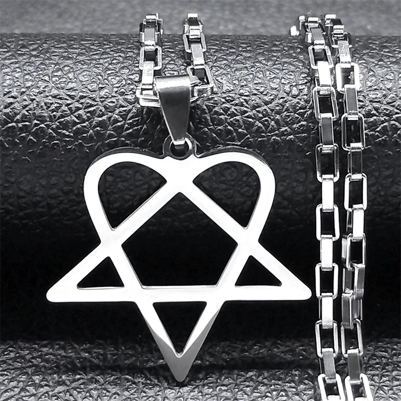 힙합 록 음악 그 하트 그램 스타 하트 목걸이, 스테인레스 스틸 Y2k 블랙 메탈 밴드, 고스 펑크 체인 쥬얼리 title=힙합 록 음악 그 하트 그램 스타 하트 목걸이, 스테인레스 스틸 Y2k 블랙 메탈 밴드, 고스 펑크 체인 쥬얼리