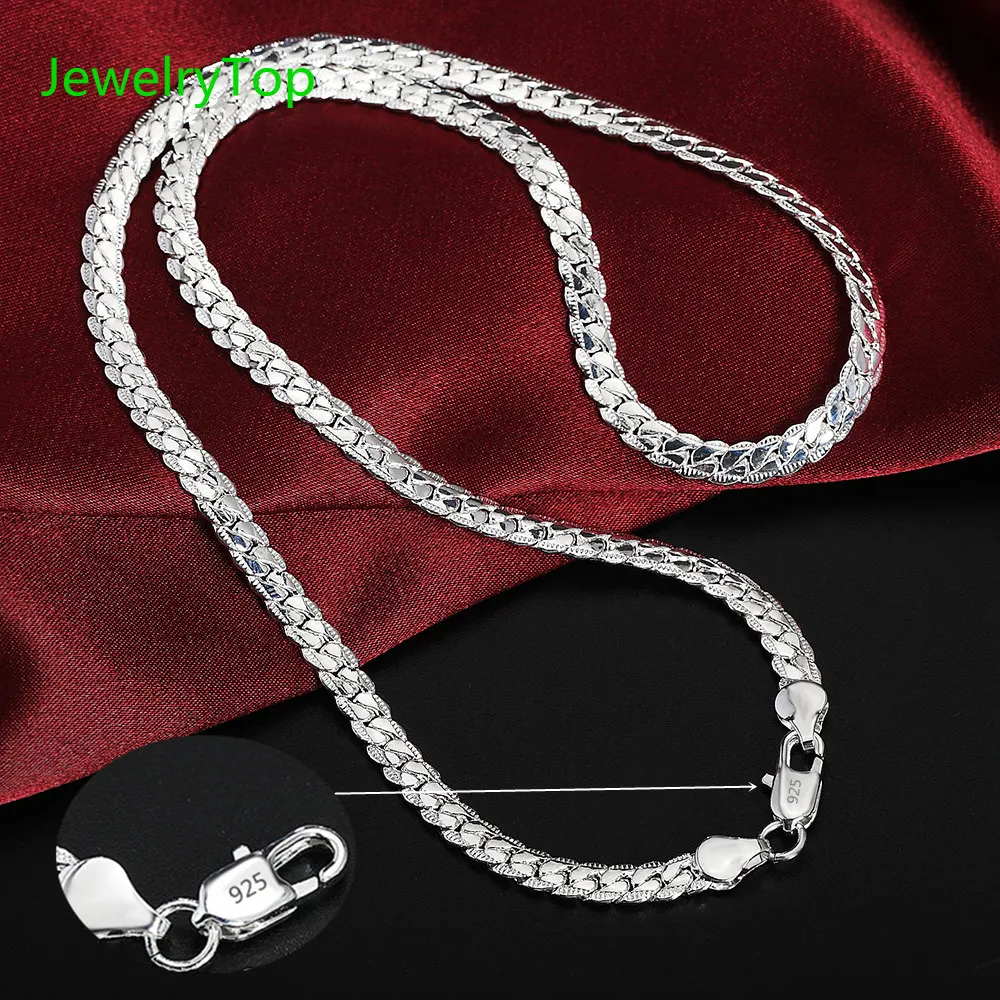 JewelryTop 925 스털링 실버 목걸이, 5mm 파인 사이드 웨이 40-60cm 체인, 남성 패션, 웨딩 약혼 주얼리 title=JewelryTop 925 스털링 실버 목걸이, 5mm 파인 사이드 웨이 40-60cm 체인, 남성 패션, 웨딩 약혼 주얼리