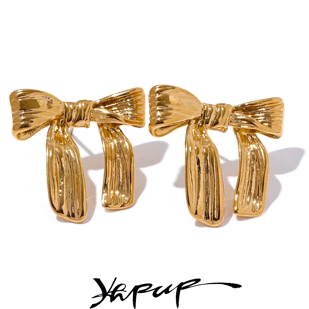 Yhpup 패션 316L 스테인레스 스틸 금속 나비 매듭 활 스터드 귀걸이, 골드 실버 컬러, 트렌디 매력, 다목적 트렌디 쥬얼리 2024 title=Yhpup 패션 316L 스테인레스 스틸 금속 나비 매듭 활 스터드 귀걸이, 골드 실버 컬러, 트렌디 매력, 다목적 트렌디 쥬얼리 2024