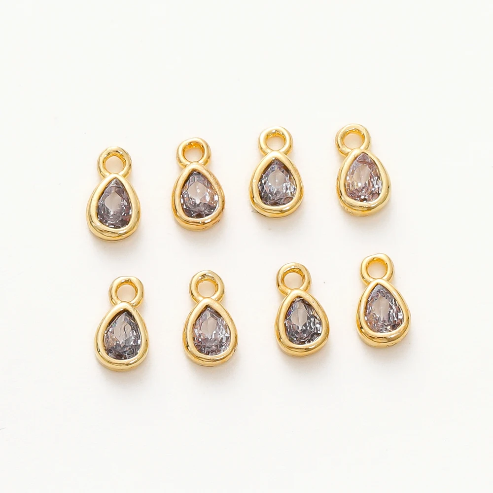 물방울 모양 펜던트, DIY 목걸이 쥬얼리 제작용, 18K 금 도금 큐빅 지르코니아 참 펜던트, 도매, 로트당 5 개, 10 개 title=물방울 모양 펜던트, DIY 목걸이 쥬얼리 제작용, 18K 금 도금 큐빅 지르코니아 참 펜던트, 도매, 로트당 5 개, 10 개 