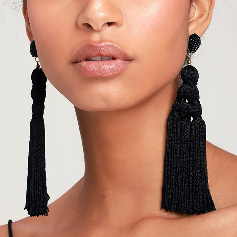 여성용 수제 태슬 귀걸이, 보헤미안 드롭 댕글 롱 귀걸이, 실크 원단 민족 스타일 빈티지 귀걸이, 2024 패션 주얼리 title=여성용 수제 태슬 귀걸이, 보헤미안 드롭 댕글 롱 귀걸이, 실크 원단 민족 스타일 빈티지 귀걸이, 2024 패션 주얼리