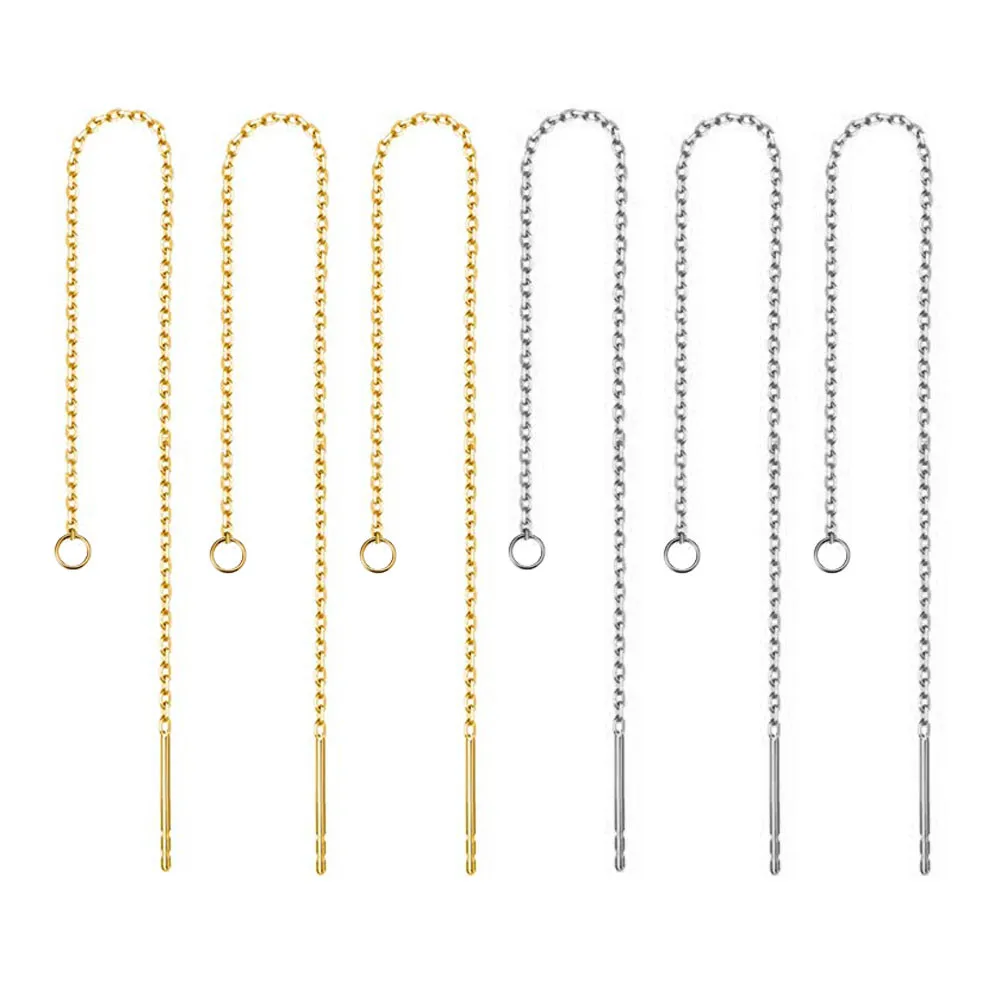 쥬얼리 DIY 제작용 스테인리스 스틸 스레더 체인 귀걸이, 드롭 귀걸이, 태슬 체인 액세서리, 로트당 10 개