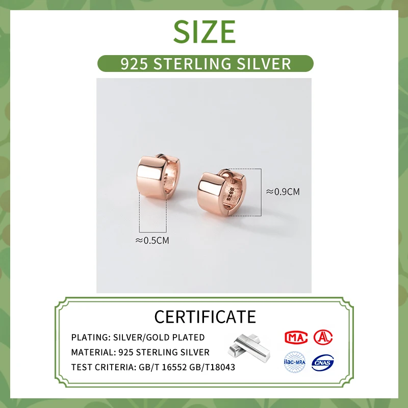 INZATT 여성용 리얼 925 스털링 실버, 5mm 넓은 표면 후프 귀걸이, 클래식 파인 주얼리, 미니멀리스트 액세서리