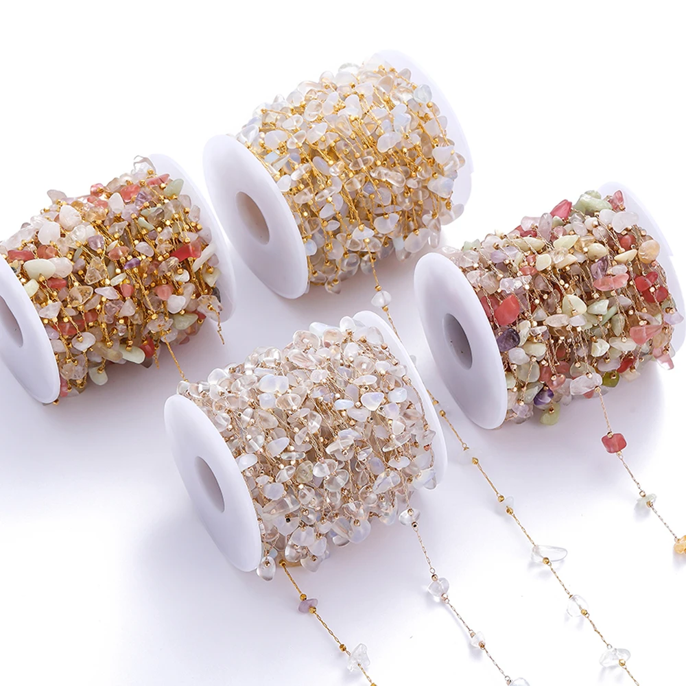 크리스탈 불규칙 지르콘 스톤 비즈 체인 목걸이 팔찌, DIY 쥬얼리 제작용 부품, 롤 당 1 미터 title=크리스탈 불규칙 지르콘 스톤 비즈 체인 목걸이 팔찌, DIY 쥬얼리 제작용 부품, 롤 당 1 미터