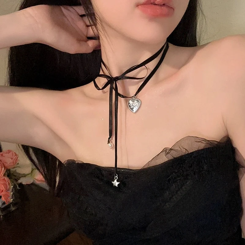 Y2K 핑크 로프 묶음 복숭아 하트 펜던트 목걸이 여성용, 레트로 패션, 달콤한 하라주쿠 목걸이, 매력 쥬얼리 선물