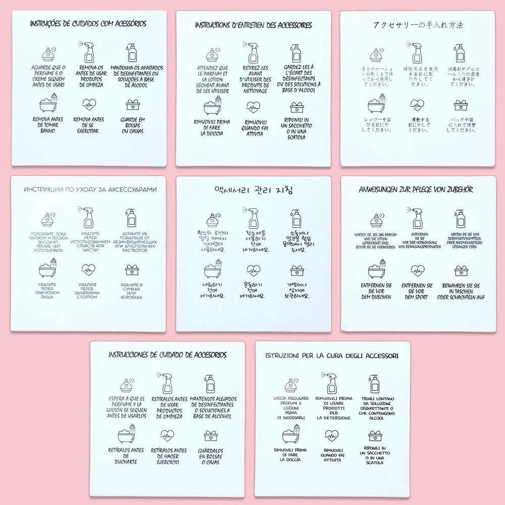 6.5x6.5cm 다양한 언어 맞춤형 사각형 흰색 갈색 카드 관리 설명서 쥬얼리 DIY 액세서리, 50 개 title=6.5x6.5cm 다양한 언어 맞춤형 사각형 흰색 갈색 카드 관리 설명서 쥬얼리 DIY 액세서리, 50 개
