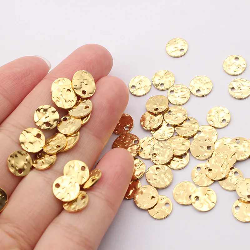 스테인레스 스틸 라운드 해머 부적, DIY 쥬얼리 제작용, 8mm, 10mm, 12mm, 10 개 title=스테인레스 스틸 라운드 해머 부적, DIY 쥬얼리 제작용, 8mm, 10mm, 12mm, 10 개