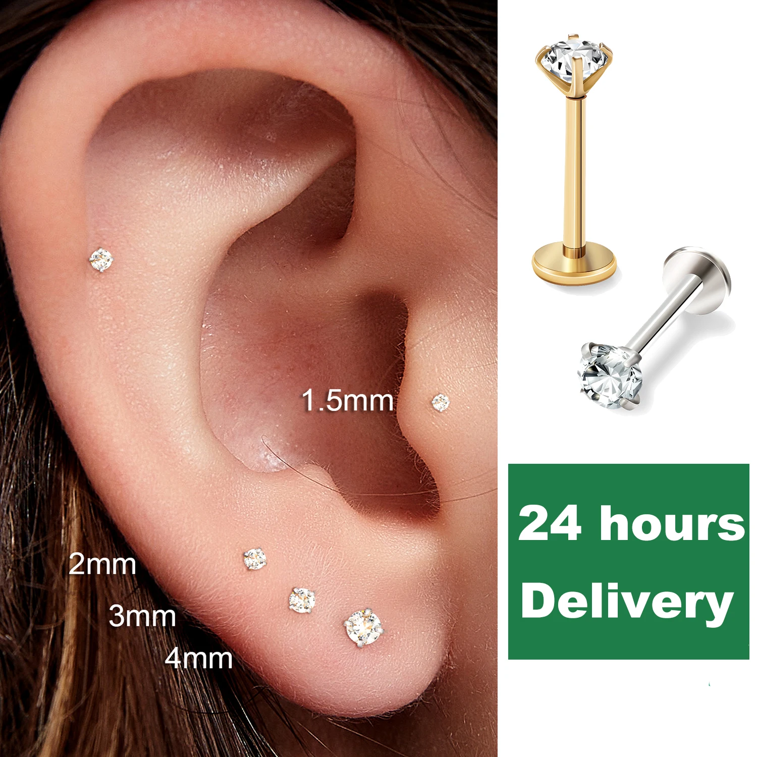여성용 스테인리스 스틸 귀걸이, 코 스터드, 연골 피어싱 쥬얼리, 헬릭스, 이주 립, 플랫 백, 작은 귀걸이, 18G, 2 개, 6 개 title=여성용 스테인리스 스틸 귀걸이, 코 스터드, 연골 피어싱 쥬얼리, 헬릭스, 이주 립, 플랫 백, 작은 귀걸이, 18G, 2 개, 6 개