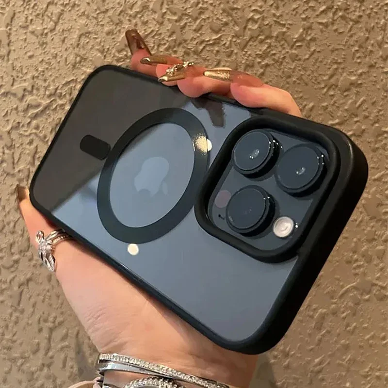 아이폰용 충격 방지 아크릴 마그네틱 클리어 폰 케이스, 아이폰 16, 15, 14, 13, 12, 11 프로 맥스, 14 플러스, 맥세이프 무선 충전 하드 PC 커버 title=아이폰용 충격 방지 아크릴 마그네틱 클리어 폰 케이스, 아이폰 16, 15, 14, 13, 12, 11 프로 맥스, 14 플러스, 맥세이프 무선 충전 하드 PC 커버