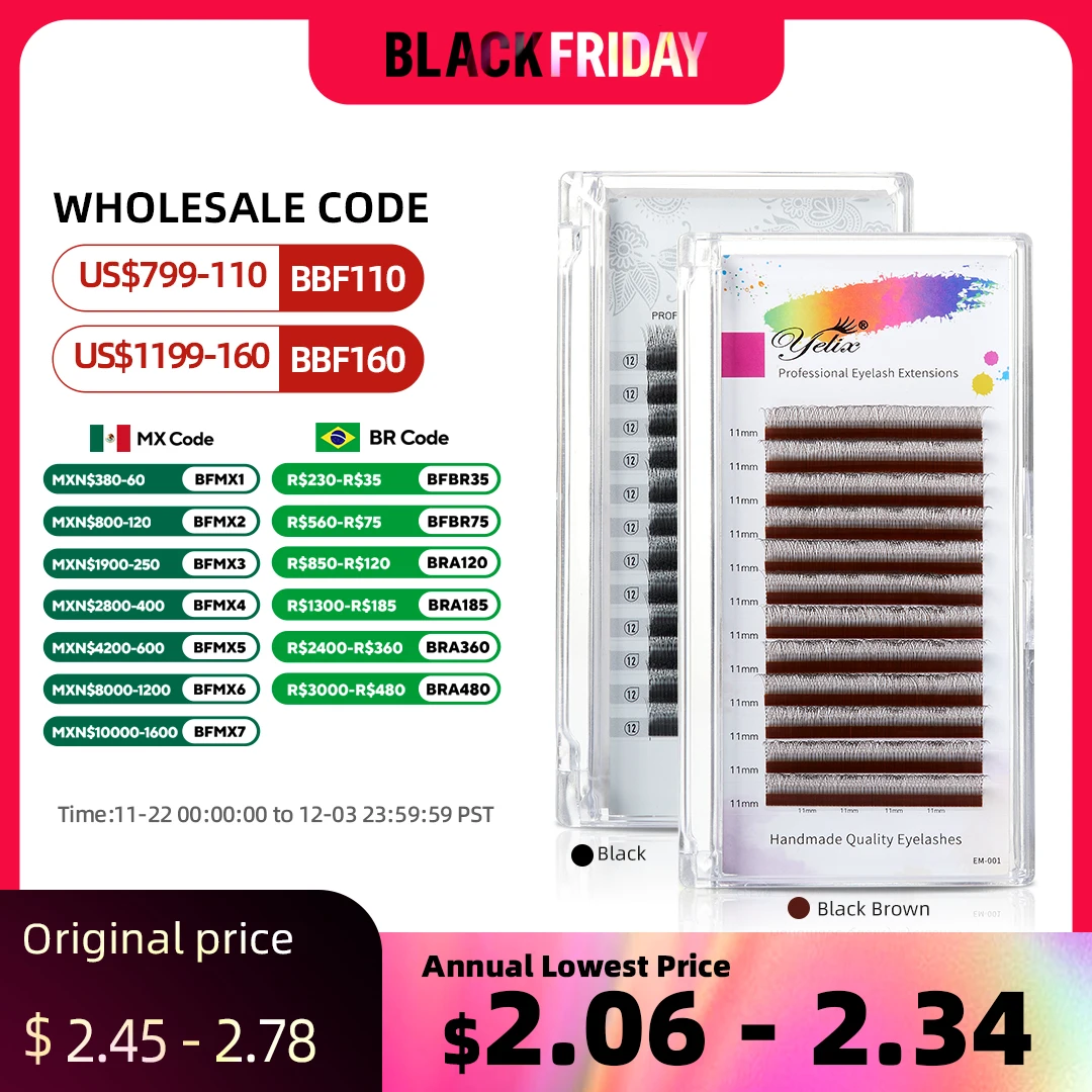 Yelix 다크 다크 브라운 초박형 Y 래쉬 익스텐션, 경량 프리메이드 팬 속눈썹 연장, 2D 볼륨 속눈썹, 신제품 title=Yelix 다크 다크 브라운 초박형 Y 래쉬 익스텐션, 경량 프리메이드 팬 속눈썹 연장, 2D 볼륨 속눈썹, 신제품