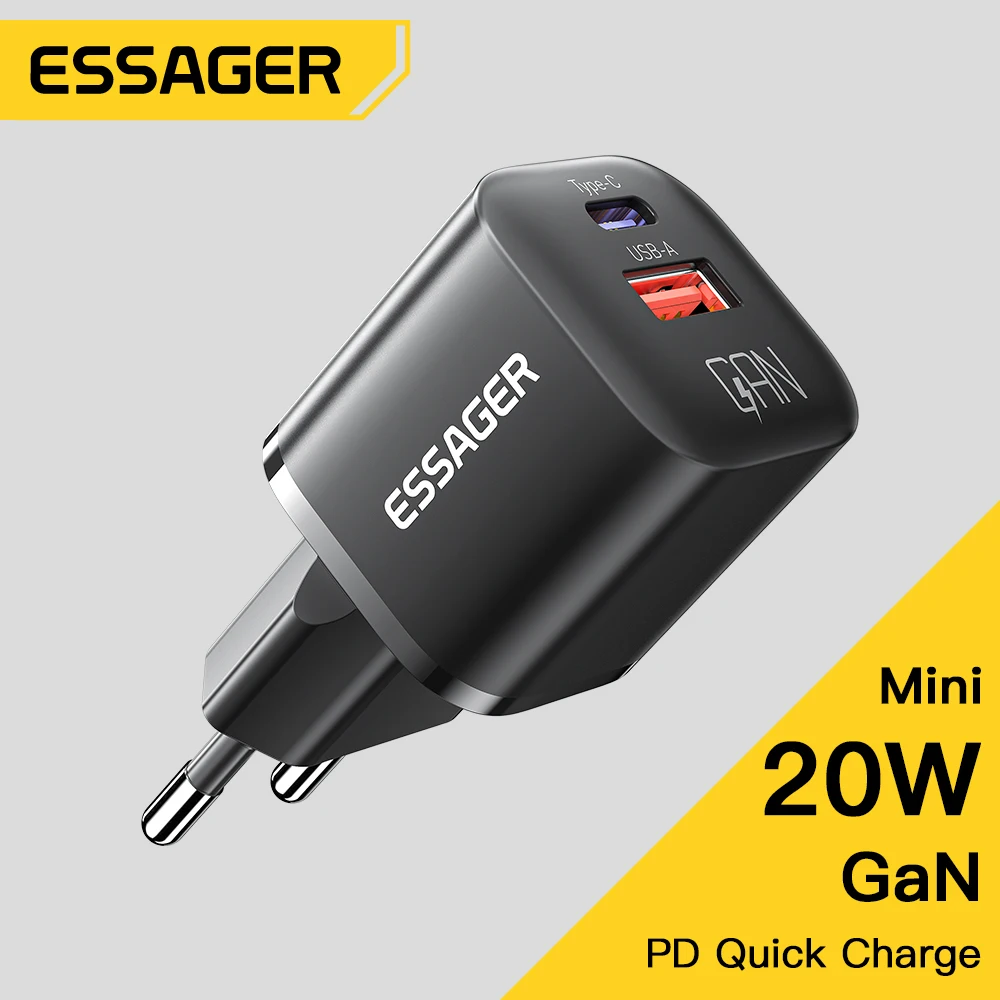 Essager GaN USB C 타입 PD 고속 충전 휴대폰 QC 3.0 고속 충전기, 아이폰 14 13 12 11 프로 맥스 미니 아이패드용, 20W title=Essager GaN USB C 타입 PD 고속 충전 휴대폰 QC 3.0 고속 충전기, 아이폰 14 13 12 11 프로 맥스 미니 아이패드용, 20W 