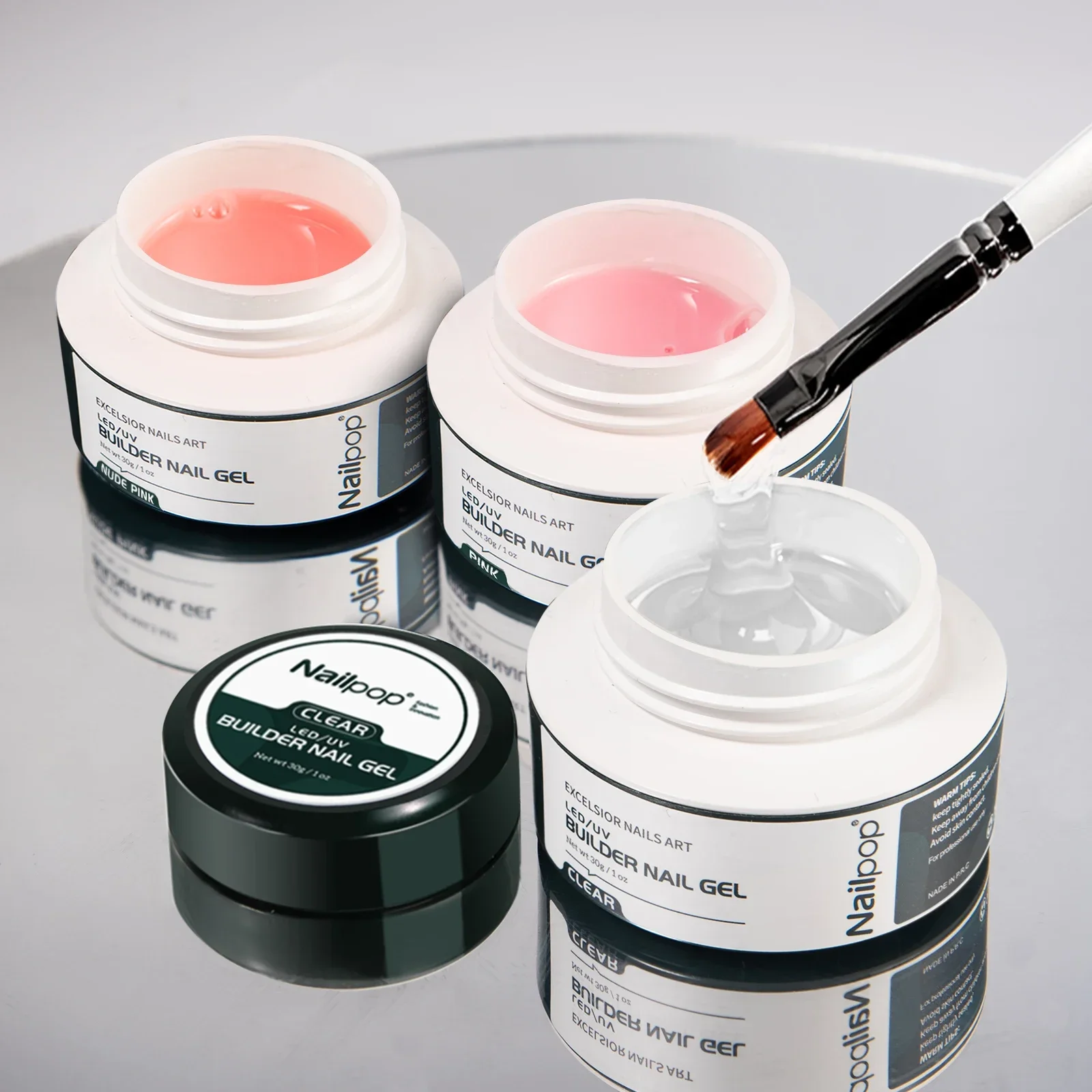 NAILPOP LED UV 빌더 네일 익스텐션 젤 키트, 누드 핑크 투명 하드 젤 빌더 네일 강화제 매니큐어 세트, 3 색 title=NAILPOP LED UV 빌더 네일 익스텐션 젤 키트, 누드 핑크 투명 하드 젤 빌더 네일 강화제 매니큐어 세트, 3 색