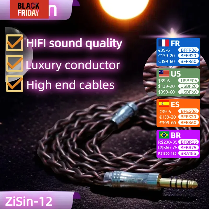 ZiSin-12 4 코어 Litz HIFI 이어폰 업그레이드 케이블, MMCX, QDC, TFZ 0.78 2 핀, MK4 Legacy2 Blessing 3 변형, 3.5mm, 2.5mm, 4.4mm title=ZiSin-12 4 코어 Litz HIFI 이어폰 업그레이드 케이블, MMCX, QDC, TFZ 0.78 2 핀, MK4 Legacy2 Blessing 3 변형, 3.5mm, 2.5mm, 4.4mm